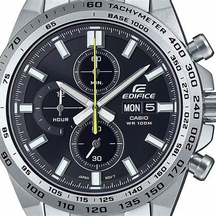 Casio Edifice EFR-574D-1AVUEF Herren-Edelstahl-Chronographenuhr mit schwarzem Zifferblatt