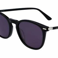 Calvin Klein CK22533S 001 S 52 Unisex Round Sunglasses - Black Frame, Solid Grey Lenses