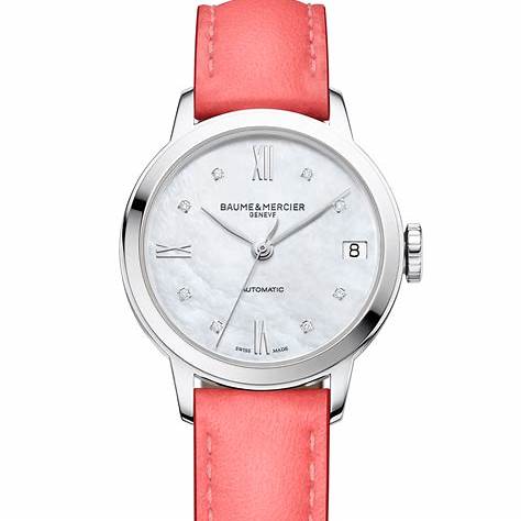 Baume & Mercier Classima 10564 Reloj Automático Mujer - 31mm Esfera Nacarada, Marcadores Diamante, Correa Piel Rosa
