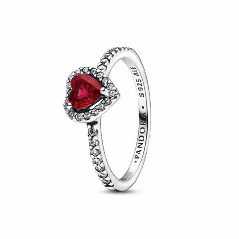 Pandora 198421C02-50 Anillo Corazón Elevado Rojo Brillante - Talla 50