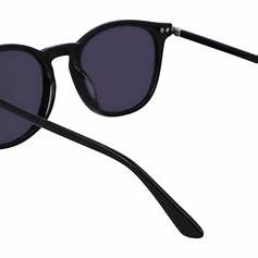 Calvin Klein CK22533S 001 S 52 Unisex Round Sunglasses - Black Frame, Solid Grey Lenses