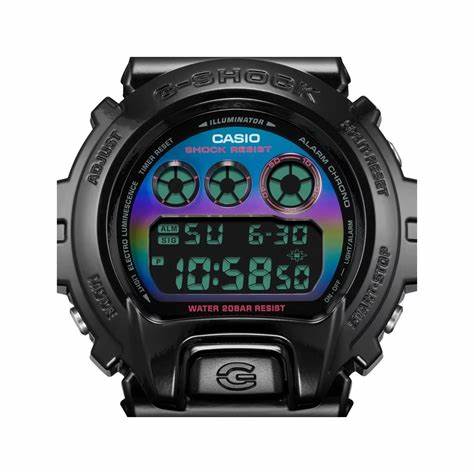 Casio G-SHOCK DW-6900RGB-1ER Analog-Digital-Uhr für Herren - schwarzes Harzarmband mit Regenbogen-Zifferblatt