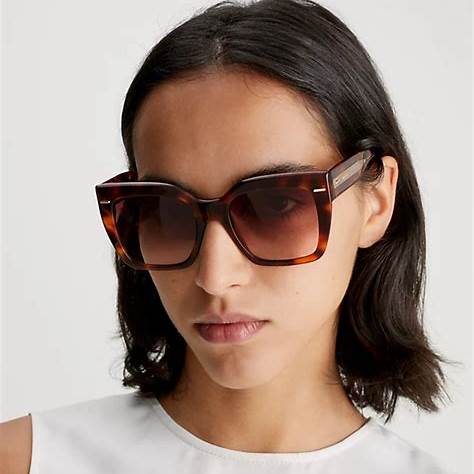 Calvin Klein CK23508S 220 B 54 Women's Square Sunglasses - Brown Havana Frame, Brown Lenses