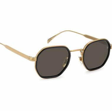 Occhiali da sole David Beckham DB 1097/S 0NZ-IR 49 - Montatura nero oro opaco, lenti grigie