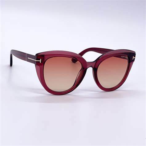 Lunettes de soleil Tom Ford FT0938 69T pour femme - monture bordeaux brillant, verres bordeaux dégradés