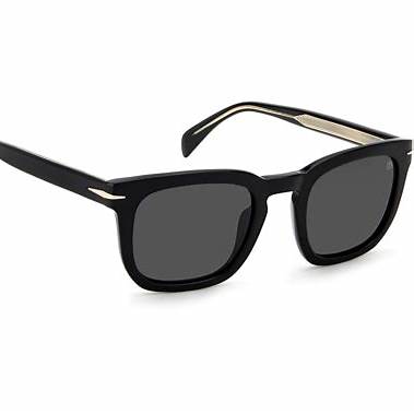 David Beckham Men's Sunglasses DB 7076/S 807/IR 50 - Black Acetate Frame, Grey Lenses