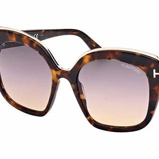 Lunettes de soleil Tom Ford FT0944 55B pour femme - monture vintage havane foncé, verres fumés dégradés