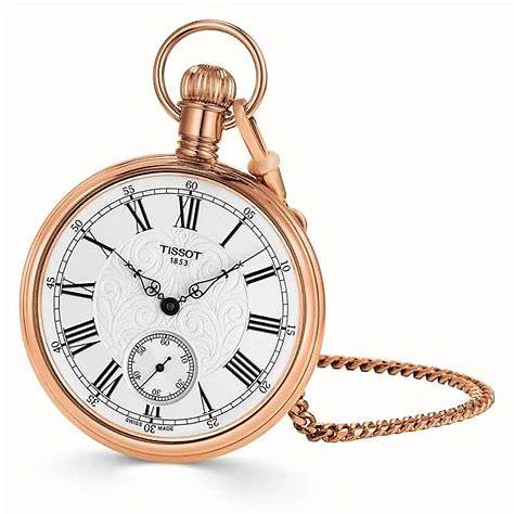 Tissot Lepine Mechanical Pocket Watch T8614059903301, Rose Gold-Tone Brass Case, Silver Dial