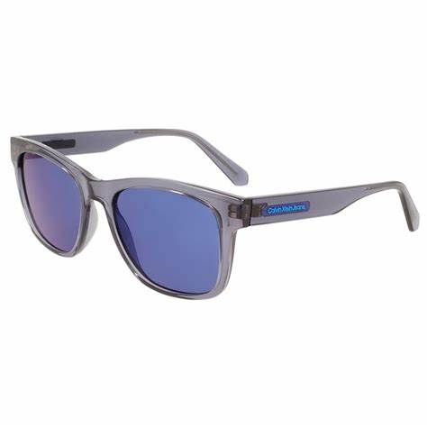 Lunettes de soleil carrées Calvin Klein Jeans CKJ22610S unisexe - monture gris cristal, verres bleus