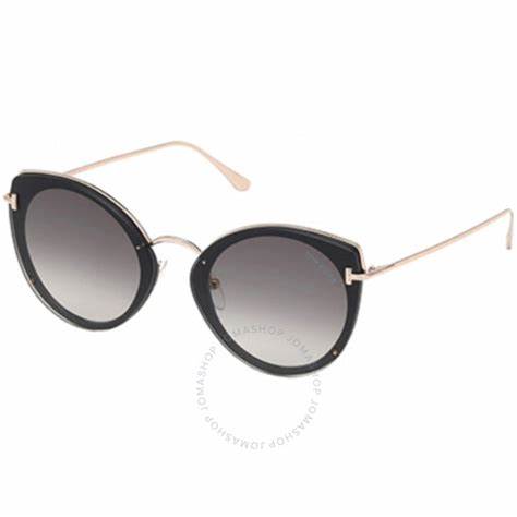 Lunettes de soleil Tom Ford FT0683 01B pour femme - monture noire brillante, verres fumés dégradés