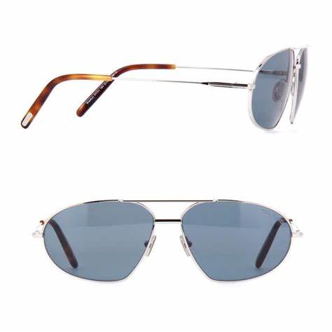Tom Ford FT0771 16V Gafas de sol para hombre - montura paladio brillante, cristales azules