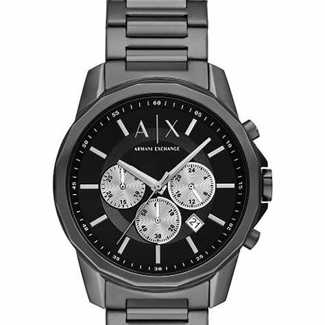 Armani Exchange AX1765 Reloj Cronógrafo Hombre - Brazalete Acero Inoxidable Gunmetal, Esfera Negra