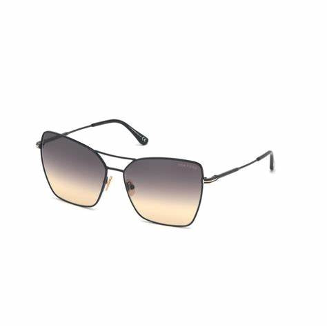 Lunettes de soleil Tom Ford FT0738 01B pour femme - monture noire brillante, verres fumés dégradés