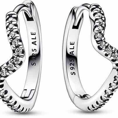 PANDORAPandora 292545C01 Sparkling Wave Hoop EarringsBIJOUXEcecile