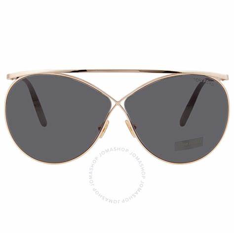 Lunettes de soleil Tom Ford FT0761 28A pour femme - monture or rose brillant, verres fumés