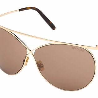 Lunettes de soleil Tom Ford FT0761 28Y pour femme - monture or rose brillant, verres violets