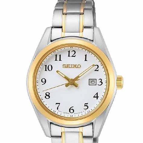 SEIKOSeiko SUR466P1 Women's Quartz Watch, White Dial, Two - Tone Stainless Steel BraceletWATCHESEcecile