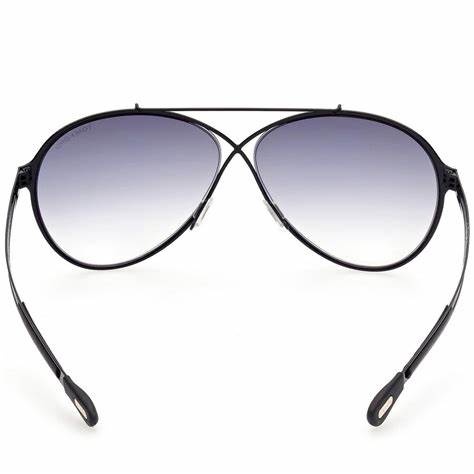 Tom Ford FT0828 12V Gafas de sol para hombre - montura rutenio oscuro brillante, lentes azules