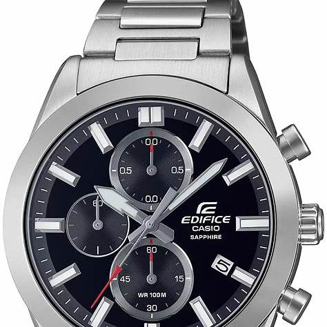 Casio Edifice EFB-710D-1AVUEF Herren-Edelstahl-Chronographenuhr mit schwarzem Zifferblatt