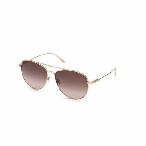 Lunettes de soleil Tom Ford FT0784 28F pour femme - monture or rose brillant, verres marron dégradés