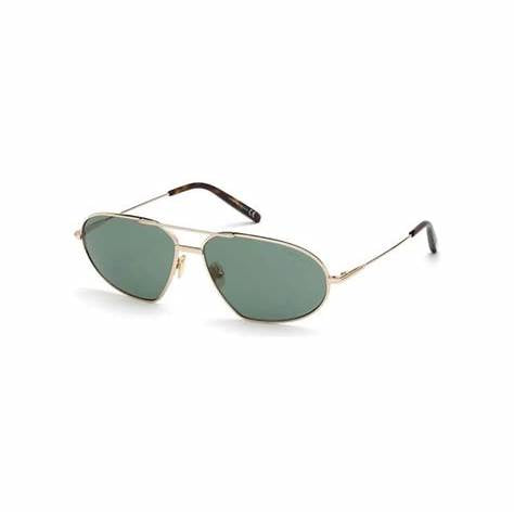 Tom Ford FT0771 28N Gafas de sol para hombre - montura oro rosa brillante, lentes verdes