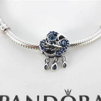 Pandora Encanto Nube y Golondrina 792569C01 - Plata de ley, Cristales artificiales azules