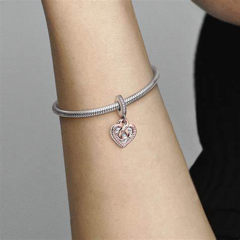 Pandora 782641C01 Colgante doble corazón infinito bicolor - Plata de ley y chapado en oro rosa de 14k