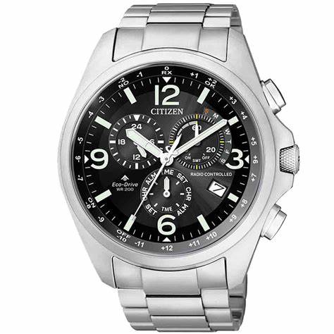 Citizen CB5920-86E Cronógrafo Radiocontrolado Eco-Drive para Hombre, Esfera Negra, Brazalete de Acero Inoxidable