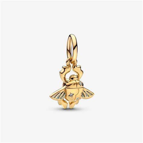 PANDORAPandora 762345C01 Disney Aladdin Scarab Beetle Dangle Charm - 14k Gold - PlatedBIJOUXEcecile