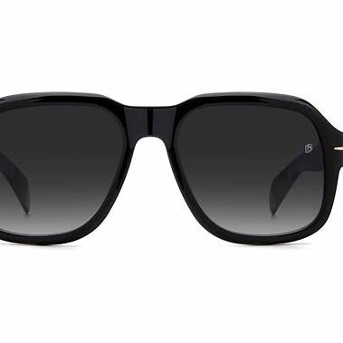 Occhiali da sole David Beckham DB 7090/S 807/9O 55 - Montatura in acetato nero, lenti sfumate grigie