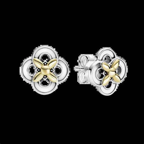 PANDORAPandora 299349C00 Two - Tone Flower Stud Earrings - Sterling Silver & 14k GoldBIJOUXEcecile