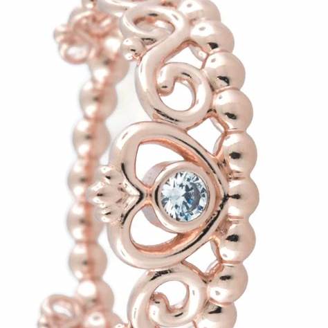 Pandora 180880CZ-58 Anillo Corona Tiara Princesa - Baño de Oro Rosa 14k, Talla 58