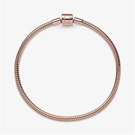 Pandora 588781C00-17 Moments Bracelet en chaîne serpent à fermoir baril - plaqué or rose 14k, 17cm