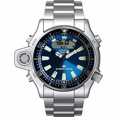 CITIZENCitizen JP2000 - 67L Men's Promaster Aqualand Diver's Watch, Blue Dial, Stainless Steel BraceletWATCHESEcecile