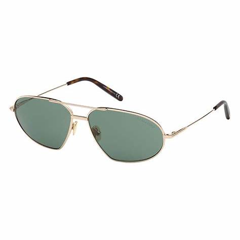 Tom Ford FT0771 28N Gafas de sol para hombre - montura oro rosa brillante, lentes verdes