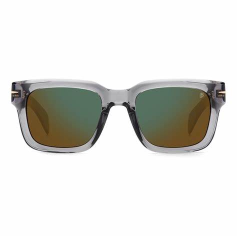 Occhiali da sole David Beckham Uomo DB 7100/S KB7/MT 52 - Montatura grigio trasparente, lenti a specchio blu