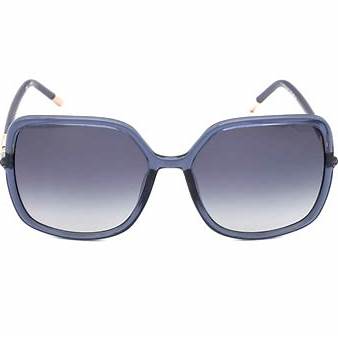 Furla SFU536 06G5 Women's Square Sunglasses - Glossy Transparent Blue Frame, Smoke Gradient Lenses
