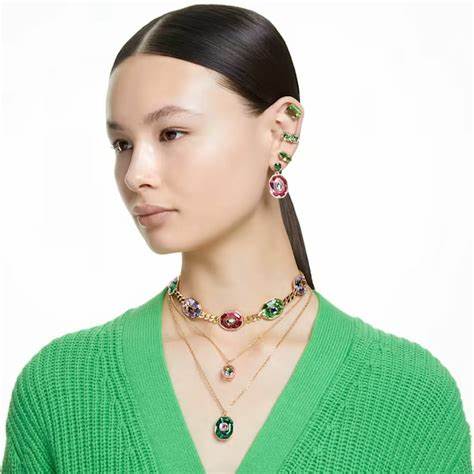 SWAROVSKISwarovski 5654559 Millenia Clip Earrings - Square Cut Green Crystals, Gold - Tone PlatedBIJOUXEcecile