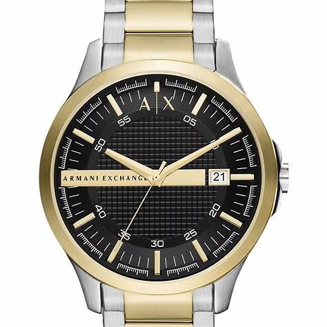 Armani Exchange AX2453 Men's Watch - Two-Tone Stainless Steel Bracelet, Black Dial
