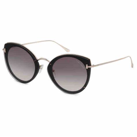 Lunettes de soleil Tom Ford FT0683 01B pour femme - monture noire brillante, verres fumés dégradés
