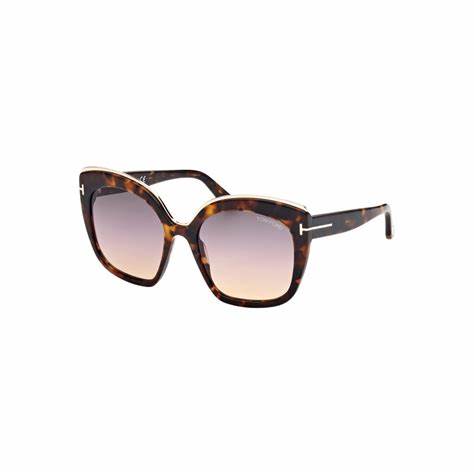 Lunettes de soleil Tom Ford FT0944 55B pour femme - monture vintage havane foncé, verres fumés dégradés