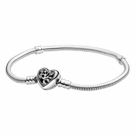 PANDORAPandora 598827C01 - 19 Family Tree Heart Clasp Snake Chain Bracelet - Sterling Silver, 19 cmBIJOUXEcecile