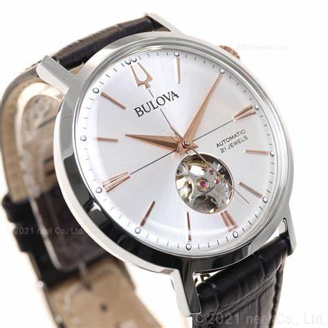 Bulova Aerojet 98A289 Reloj Automático Hombre - 41mm Caja Acero Inoxidable, Esfera Plateada Sunray, Correa Piel Negra