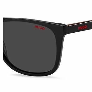 HUGO HG 1194/S 807-IR Men's Rectangular Sunglasses - Black Frame, Grey Lenses