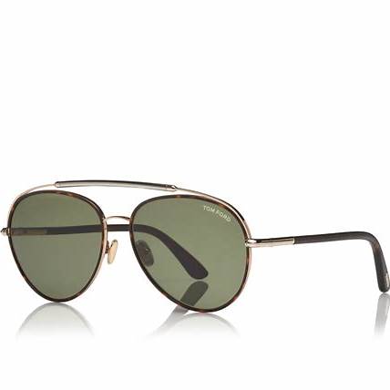 Tom Ford FT0748 52N Herren-Sonnenbrille - Gestell dunkles Havanna, grüne Gläser