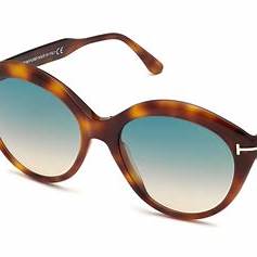 Lunettes de soleil Tom Ford FT0763 53P pour femme - monture havane blonde, verres verts dégradés