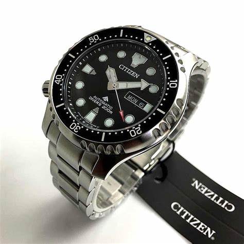 Citizen NY0140-80E Reloj automático Promaster Marine para hombre, esfera negra, brazalete de acero inoxidable