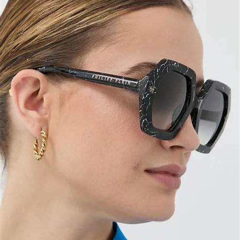 PHILIPP PLEINPhilipp Plein SPP039M 530869 Women's Geometric Sunglasses - Marbled Black Frame, Smoke Gradient LensesEYEWEAREcecile