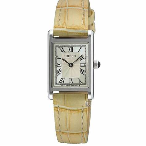 SEIKOSeiko SWR095P1 Women's Quartz Watch, Ivory Dial, Beige Leather StrapWATCHESEcecile