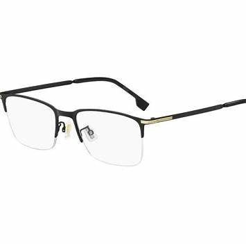 BOSSBOSS 1616/F I46 Men's Semi - Rimless Rectangular Eyeglasses - Matte Black Gold FrameEYEWEAREcecile
